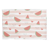 Rode watermeloenen, harten, strepen, zomerpatroon kussensloop (Voorkant)