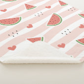 Rode watermeloenen, harten, strepen, zomerpatroon sherpa deken (3/4)