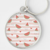 Rode watermeloenen, harten, strepen, zomerpatroon sleutelhanger (Voorkant)