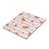 Rode watermeloenen, harten, strepen, zomerpatroon tegeltje (Zijkant)