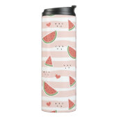 Rode watermeloenen, harten, strepen, zomerpatroon thermosbeker (Gedraaid links)