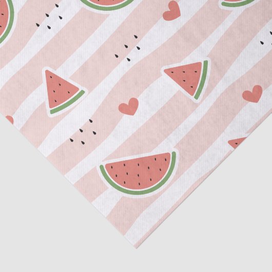 Rode watermeloenen, harten, strepen, zomerpatroon tissuepapier (Detail)