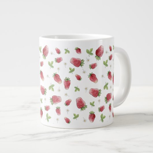 Rode Waterverf aardbeien Grote Koffiekop (Voorkant rechts)