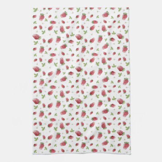 Rode Waterverf aardbeien Theedoek (Verticaal)
