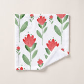 Rode Waterverf Abstract bloempatroon Bad Handdoek (Wasdoekje)