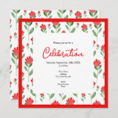 Rode Waterverf Abstract bloempatroon Kaart (Voorkant / Achterkant)