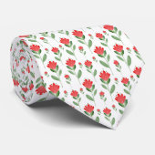 Rode Waterverf Abstract bloempatroon Stropdas (Opgerold)