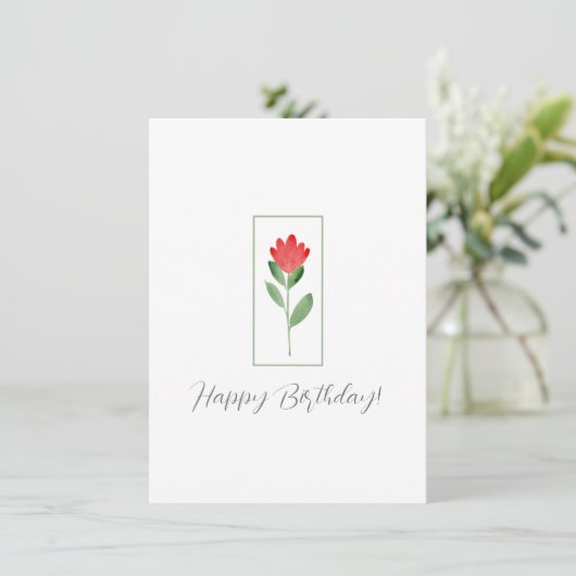 Rode Waterverf Abstracte Bloem Kaart (Staand voorkant)