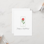 Rode Waterverf Abstracte Bloem Kaart (Voorkant / Achterkant in situ)