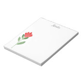 Rode Waterverf Abstracte Bloem Notitieblok (Linkerzijde)
