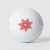 Rode Waterverf Abstracte Snowflake Golfballen (Voorkant)