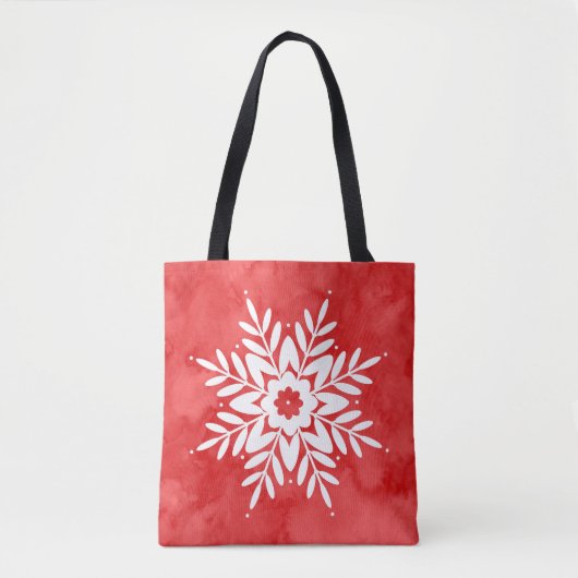 Rode Waterverf Abstracte Snowflake Tote Bag (Voorkant)