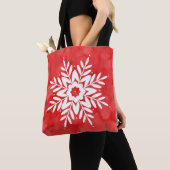 Rode Waterverf Abstracte Snowflake Tote Bag (Dichtbij)