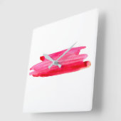 Rode waterverf abstracte streep vierkante klok (Hoek)