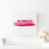 Rode waterverf abstracte streep vierkante klok (Huis)