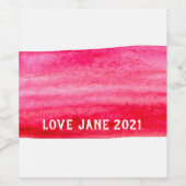 Rode waterverf abstracte streep wijn etiket (Enkel label)