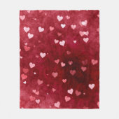 Rode Waterverf achtergrond en harten Fleece Deken (Voorkant)