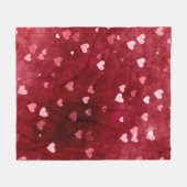 Rode Waterverf achtergrond en harten Fleece Deken (Voorkant (Horizontaal))
