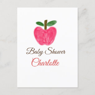 Rode Waterverf appel baby shower naam toevoegen ti Briefkaart