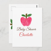 Rode Waterverf appel baby shower naam toevoegen ti Briefkaart (Voorkant / Achterkant)