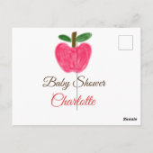 Rode Waterverf appel baby shower naam toevoegen ti Briefkaart (Achterkant)