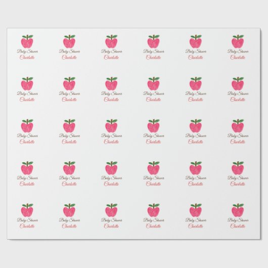 Rode Waterverf appel baby shower naam toevoegen ti Cadeaupapier (Vlak)