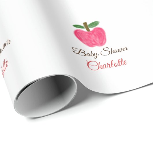 Rode Waterverf appel baby shower naam toevoegen ti Cadeaupapier (Rol Hoek)