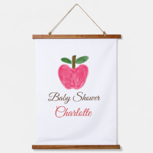 Rode Waterverf appel baby shower naam toevoegen ti Hangend Wandkleed