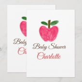 Rode Waterverf appel baby shower naam toevoegen ti Kaart (Voorkant / Achterkant)