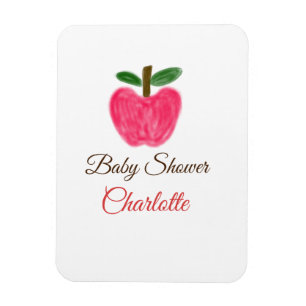 Rode Waterverf appel baby shower naam toevoegen ti Magneet
