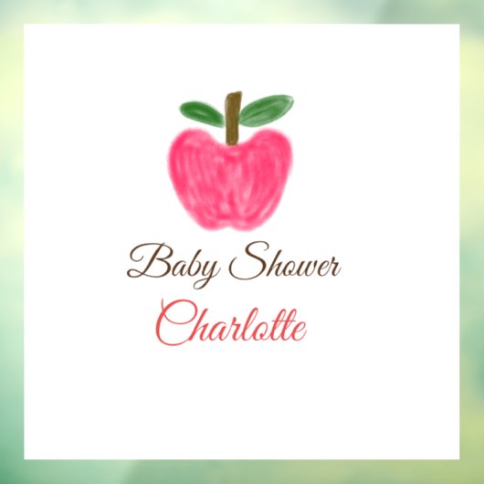 Rode Waterverf appel baby shower naam toevoegen ti Raamsticker (Vel 3)
