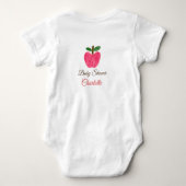 Rode Waterverf appel baby shower naam toevoegen ti Romper (Achterkant)