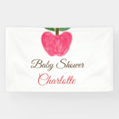 Rode Waterverf appel baby shower naam toevoegen ti Spandoek (Horizontaal)