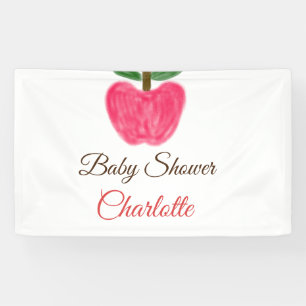 Rode Waterverf appel baby shower naam toevoegen ti Spandoek