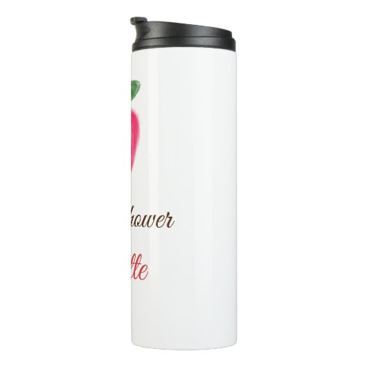 Rode Waterverf appel baby shower naam toevoegen ti Thermosbeker (Geroteerd rechts)