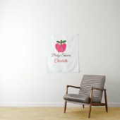 Rode Waterverf appel baby shower naam toevoegen ti Wandkleed (In situ)