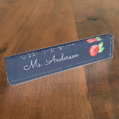 Rode Waterverf Apple Aangepaste leraar Naambordje (Zijkant)