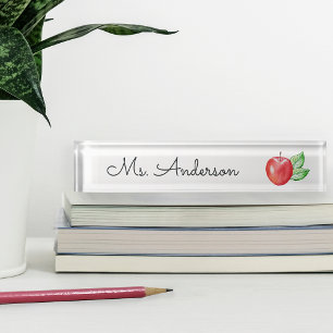Rode Waterverf Apple Aangepaste leraar Naambordje