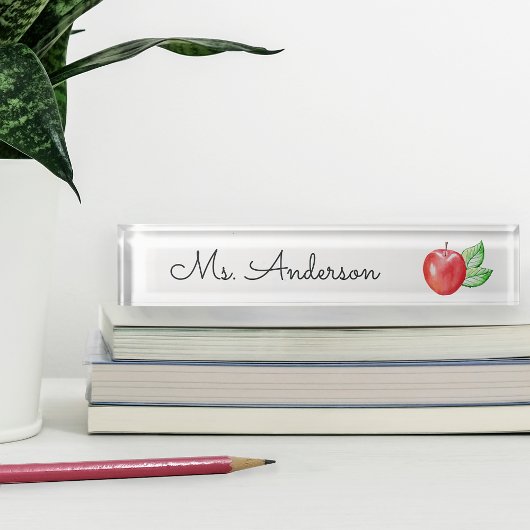 Rode Waterverf Apple Aangepaste leraar Naambordje