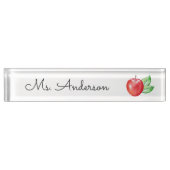 Rode Waterverf Apple Aangepaste leraar Naambordje (Voorkant)