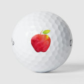 Rode Waterverf Apple Golf Balls Golfballen (Voorkant)