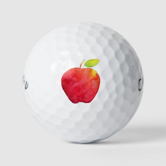 Rode Waterverf Apple Golf Balls Golfballen (Voorkant)