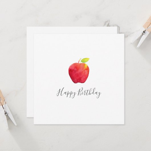 Rode Waterverf Apple Kaart (Voorkant / Achterkant in situ)