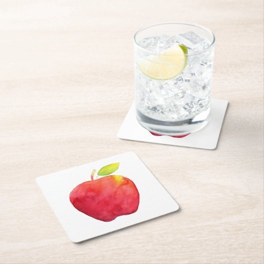 Rode Waterverf Apple Kartonnen Onderzetters (Insitu)