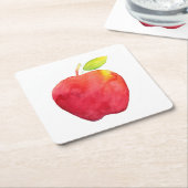 Rode Waterverf Apple Kartonnen Onderzetters (Schuin)