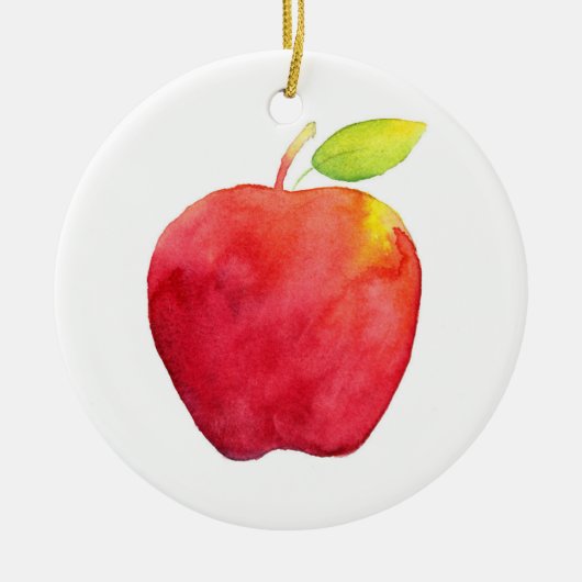 Rode Waterverf Apple Keramisch Ornament (Voorkant)