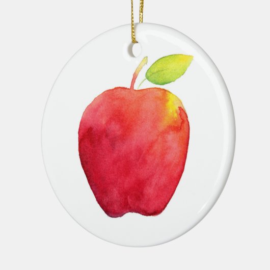 Rode Waterverf Apple Keramisch Ornament (Links)