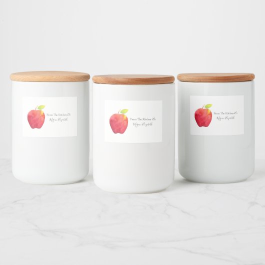Rode Waterverf Apple Voedselcontainer Etiket (Flessen)