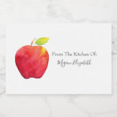 Rode Waterverf Apple Voedselcontainer Etiket (Enkel label)