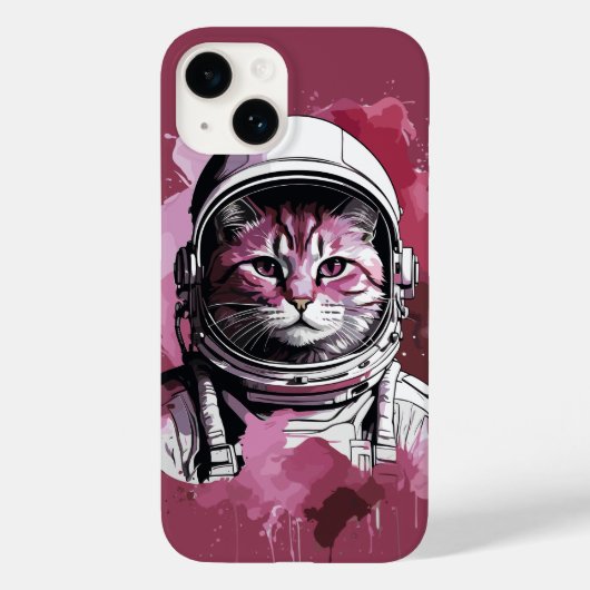 Rode Waterverf Astronaut Cat Case-Mate iPhone Case (Achterkant)